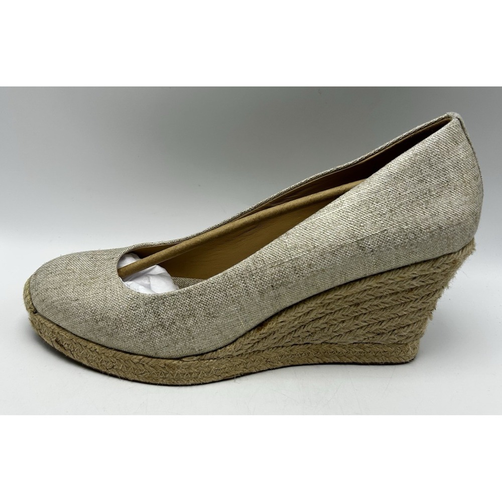 J Crew Espadrille Wedge Womens 12 Beige Canvas Slip On Shoe Caspsule Minimalist
